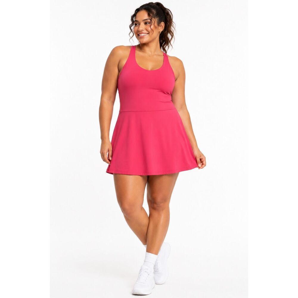 All in Motion XL Pink Athletic Skort Dress Built-In Shorts Shelf Bra Racerback